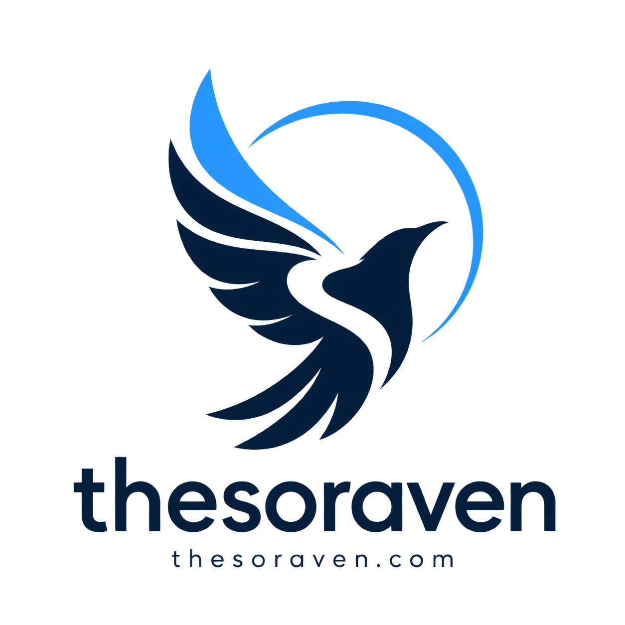 The Soraven — mavi ve lacivert kuş logosu